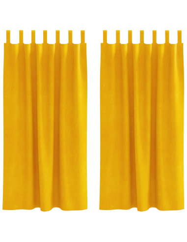 Tende oscuranti 2 pcs Giallo senape 140 x 175 cm Velluto