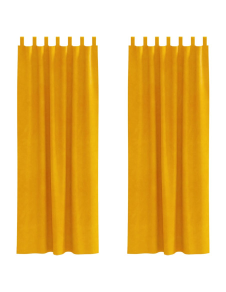 Tende oscuranti 2 pcs Giallo senape 140 x 260 cm Velluto