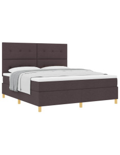 Letto a molle con materasso Marrone Scuro 180 x 200 cm Tessuto 2
