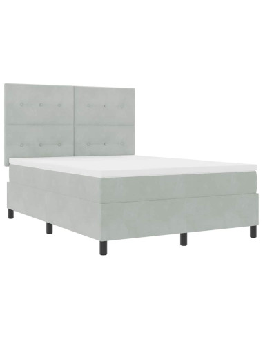 Letto a molle con materasso Grigio chiaro 160 x 200 cm Tessuto
