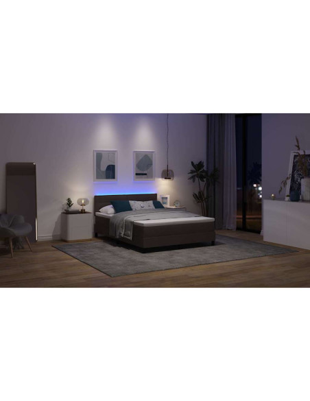 Letto a molle con materasso Marrone Scuro 140 x 200 cm Tessuto