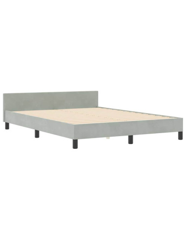 Letto a molle con testiera Grigio chiaro 160 x 200 cm Velluto