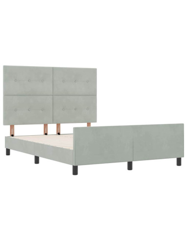 Letto a molle con testiera Grigio chiaro 160 x 200 cm Velluto