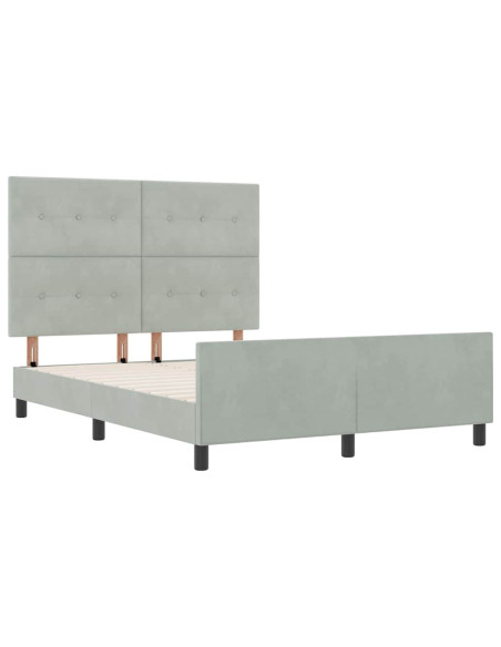 Letto a molle con testiera Grigio chiaro 160 x 200 cm Velluto