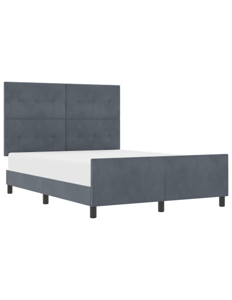 Letto a molle con testiera Grigio scuro 160 x 200 cm Velluto