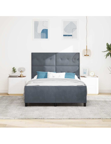 Letto a molle con testiera Grigio scuro 160 x 200 cm Velluto