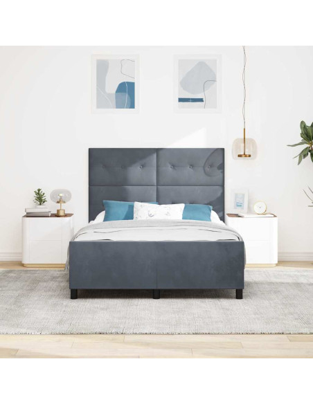 Letto a molle con testiera Grigio scuro 160 x 200 cm Velluto