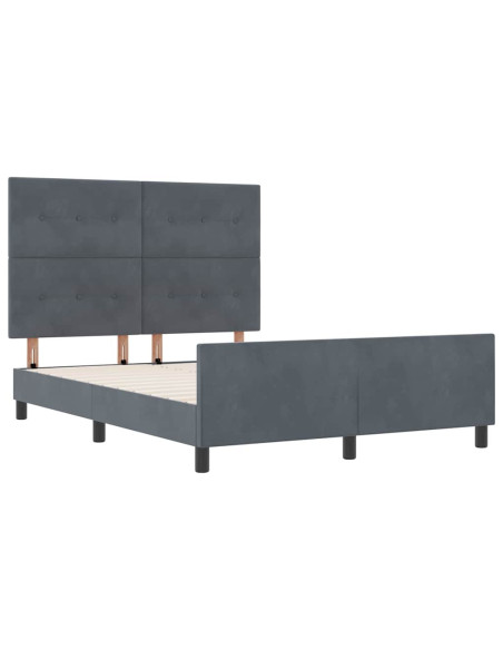 Letto a molle con testiera Grigio scuro 160 x 200 cm Velluto