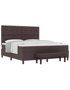 Letto a molle con materasso Marrone Scuro 180 x 200 cm Tessuto 2