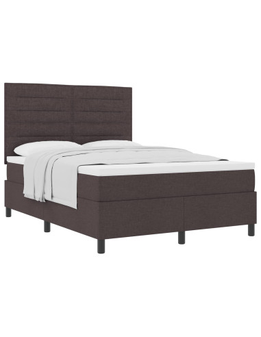 Letto a molle con materasso Marrone Scuro 140 x 190 cm Tessuto