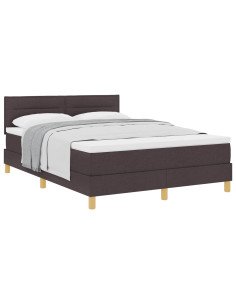 Letto a molle con materasso Marrone Scuro 140 x 190 cm Tessuto 2