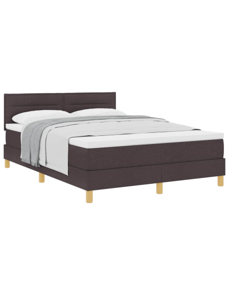 Letto a molle con cuscino Marrone Scuro 140 x 200 cm Tessuto