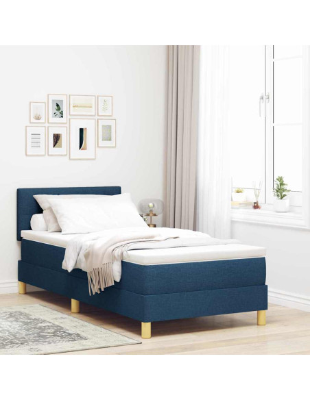 Letto a molle con materasso Blu 90 x 200 cm Tessuto