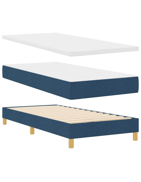 Letto a molle con materasso Blu 90 x 200 cm Tessuto