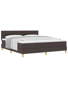 Letto a molle con materasso Marrone Scuro 180 x 200 cm Tessuto 2