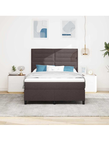 Letto a molle con materasso Marrone Scuro 140 x 200 cm Tessuto