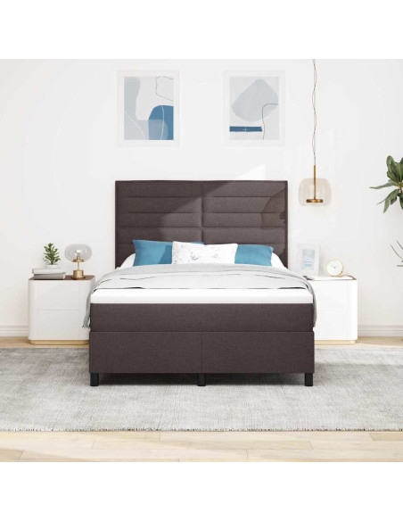 Letto a molle con materasso Marrone Scuro 140 x 200 cm Tessuto