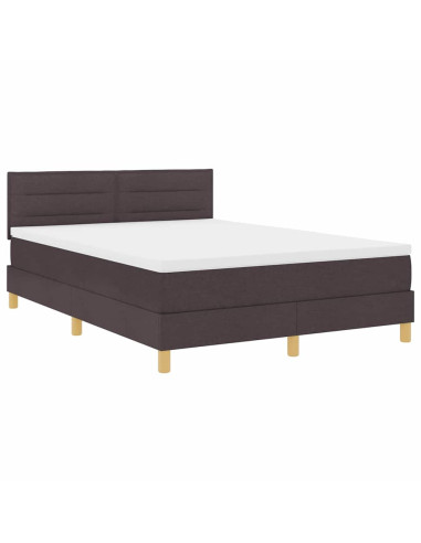 Letto a Sorgente LED con led Marrone Scuro 140 x 190 cm Tessuto