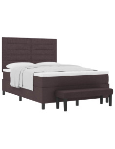 Letto a molle con materasso Marrone Scuro 140 x 200 cm Tessuto 2
