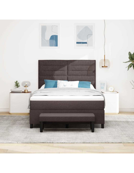 Letto a molle con materasso Marrone Scuro 140 x 200 cm Tessuto