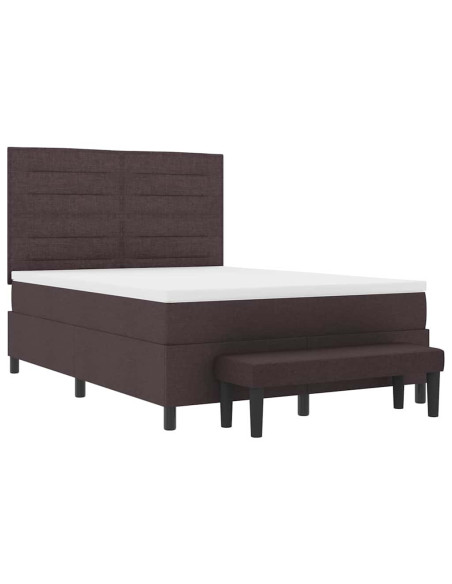 Letto a molle con materasso Marrone Scuro 140 x 200 cm Tessuto