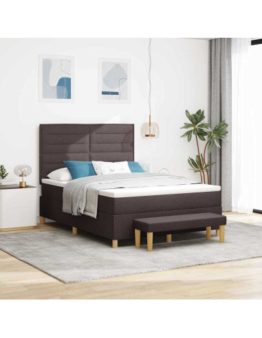 Letto a molle con materasso Marrone scuro 140 x 190 cm Tessuto