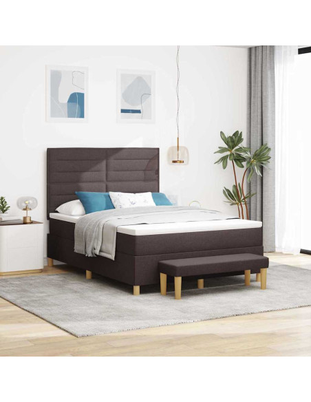 Letto a molle con materasso Marrone scuro 140 x 190 cm Tessuto