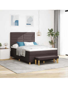Letto a molle con materasso Marrone scuro 140 x 200 cm Tessuto