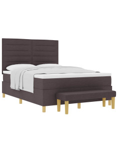 Letto a molle con materasso Marrone scuro 140 x 200 cm Tessuto 2