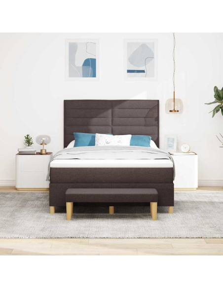 Letto a molle con materasso Marrone scuro 140 x 200 cm Tessuto