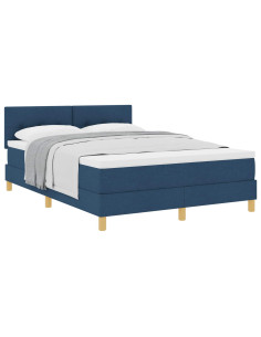 Letto a molle con materasso Blu 140 x 190 cm Tessuto 2