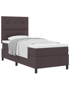 Letto a molle con materasso Marrone Scuro 90 x 200 cm Tessuto 2