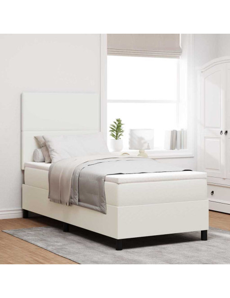 Letto a molle Crema e Bianco 80 x 200 cm Tessuto in Cords