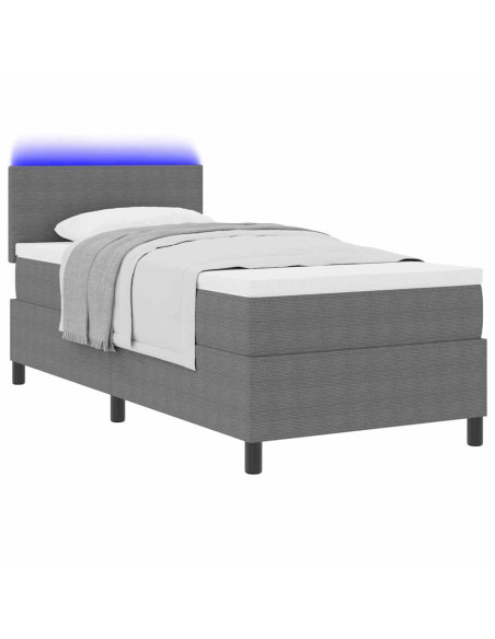 Letto a Sorgente LED Grigio chiaro e bianco 80 x 200 cm
