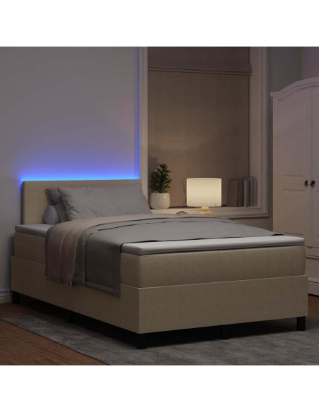 Letto a Sorgente LED Grigio chiaro e bianco 120 x 190 cm