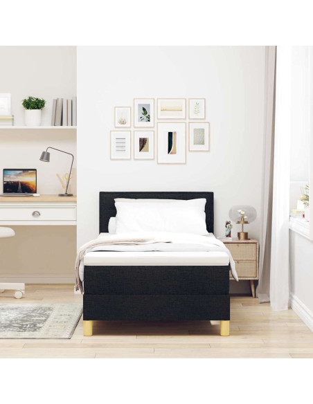 Letto a molle con materasso Nero 80 x 200 cm Tessuto