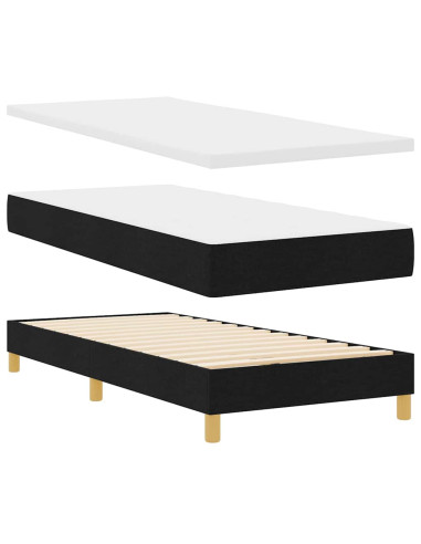 Letto a molle con materasso Nero 80 x 200 cm Tessuto