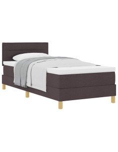 Letto a molle con materasso Marrone Scuro 90 x 190 cm Tessuto 2