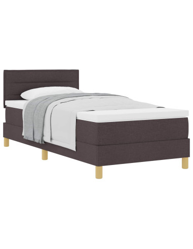 Letto a molle con materasso Marrone Scuro 90 x 190 cm Tessuto