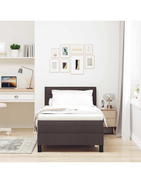 Letto a molle con materasso Marrone Scuro 90 x 190 cm Tessuto