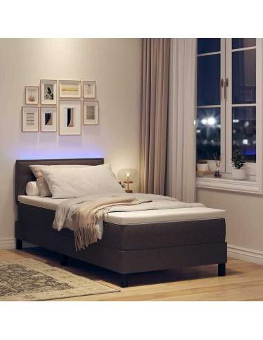 Letto a molle con materasso Marrone Scuro 90 x 190 cm Tessuto