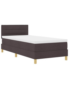 Letto a Sorgente LED con led Marrone Scuro 90 x 190 cm Tessuto 2