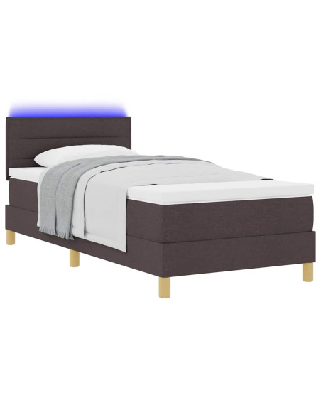 Letto a Sorgente LED con led Marrone Scuro 90 x 190 cm Tessuto