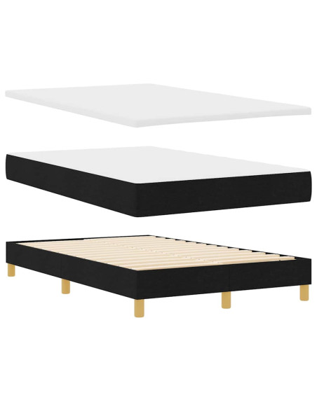 Letto a molle con materasso Nero 120 x 190 cm Tessuto