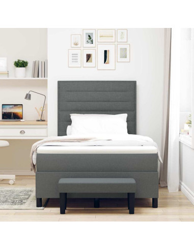 Letto a molle con materasso Grigio scuro 120 x 190 cm Tessuto
