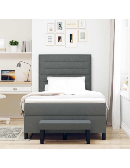 Letto a molle con materasso Grigio scuro 120 x 190 cm Tessuto