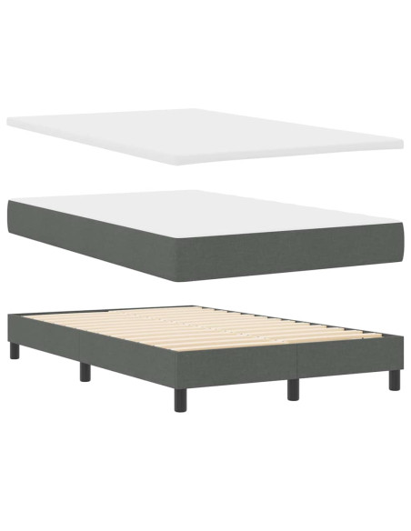 Letto a molle con materasso Grigio scuro 120 x 190 cm Tessuto