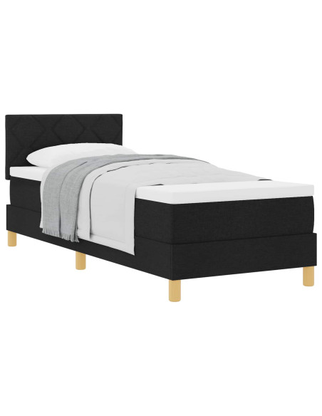 Letto a molle con materasso Nero 80 x 200 cm Tessuto