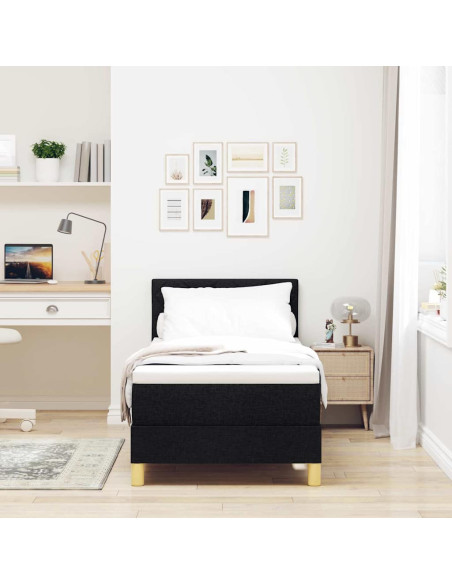 Letto a molle con materasso Nero 80 x 200 cm Tessuto