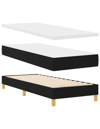 Letto a molle con materasso Nero 80 x 200 cm Tessuto